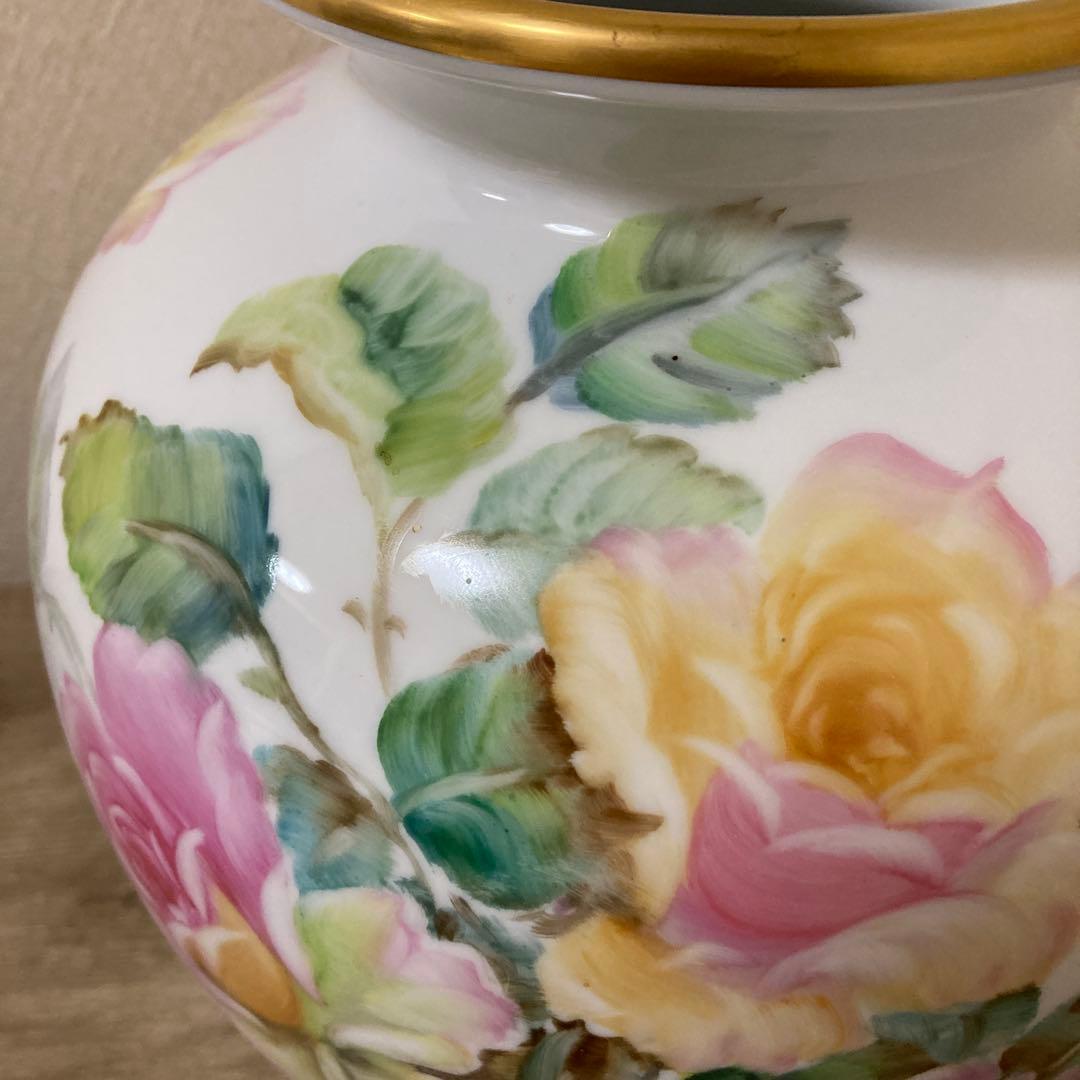 オールドノリタケ　上絵花瓶　ハンドペイント　名古屋絵付け　〈検プレミアノリタケ