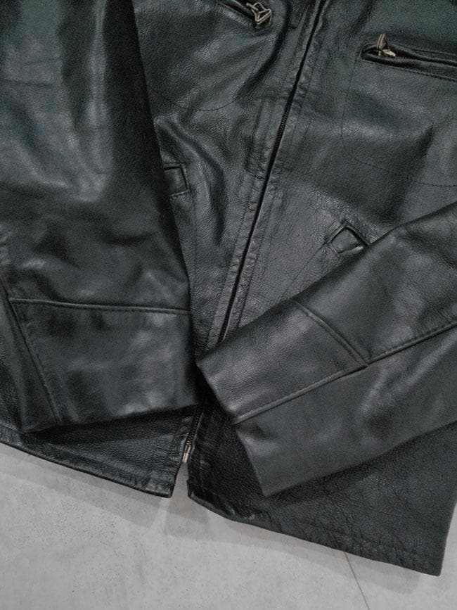 USA製 Schott 634 襟付き レザー ライダースジャケット 36 黒