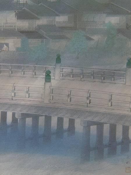 宇田荻邨、【鴨川の夕立】、豪華・希少画集画、新品高級額・額装付