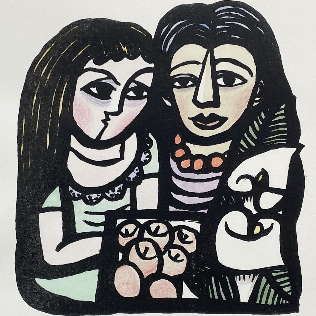 北川 民次 図録掲載作品 「果物を売る女」 リトグラフ 版画