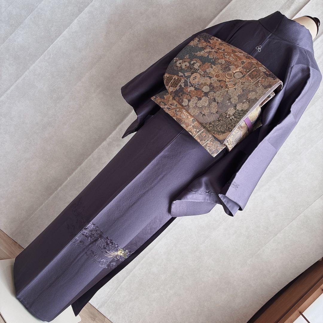 〈着物のみ〉付け下げ　フルセット　着物　正絹　鳳凰　凛と紫　訪問着　G9