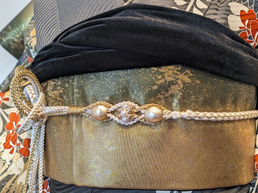 振袖フルセット 身丈158裄66.5 黒 グレー 金彩 逸品 成人式