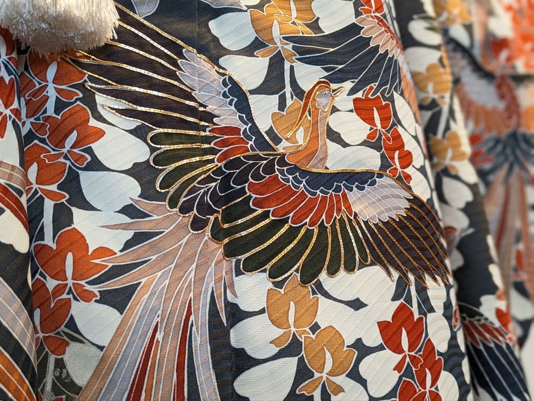 振袖フルセット 身丈158裄66.5 黒 グレー 金彩 逸品 成人式