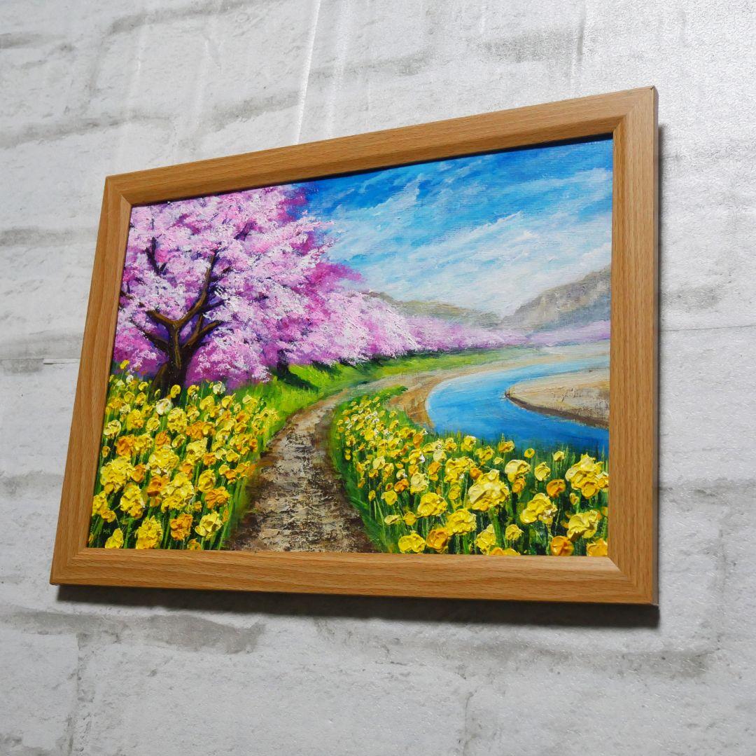 油絵 油彩 油彩画 絵画 絵【早春の桜】