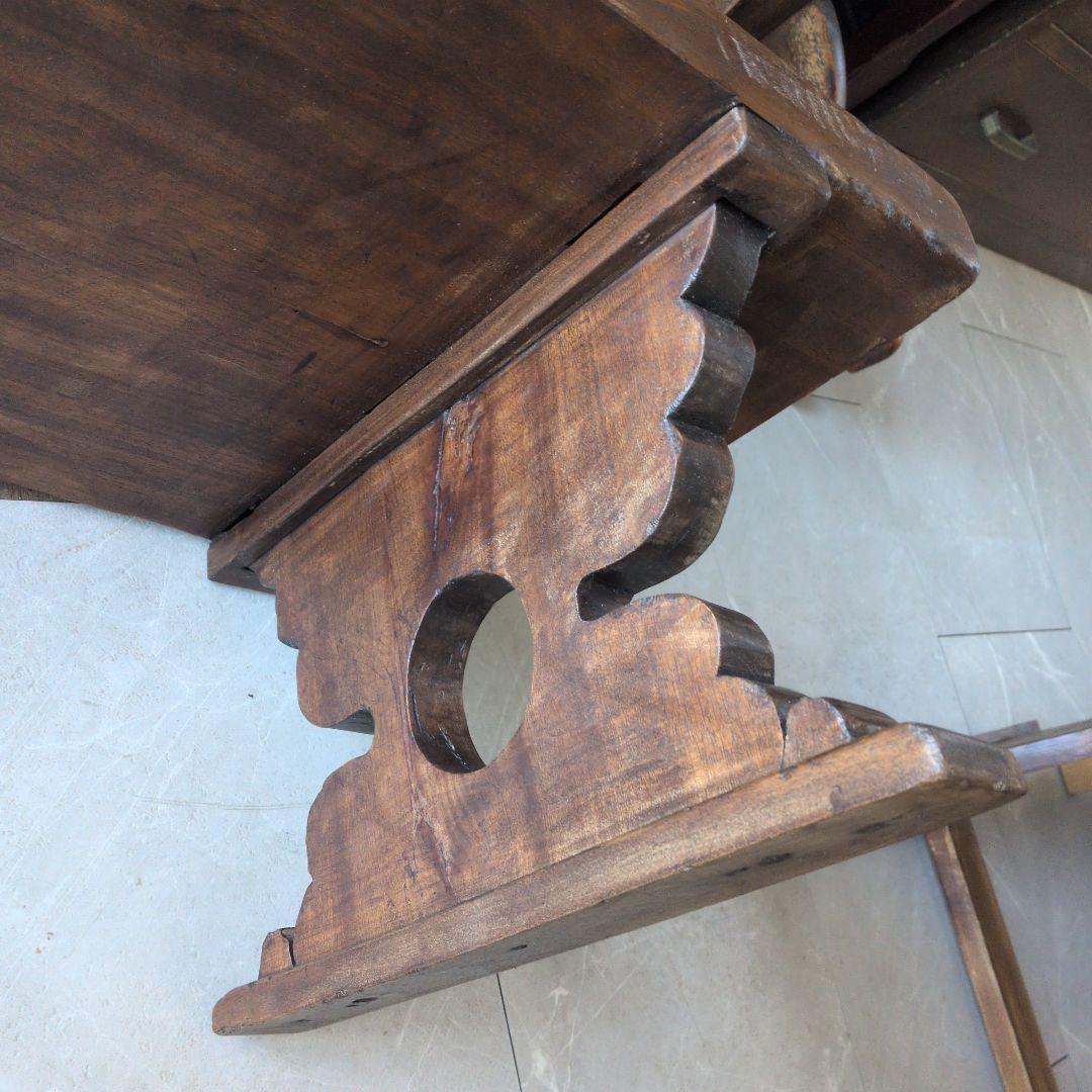 ブロカント古道具アンティーク重厚な経机 天板厚　5センチ　ローテーブル