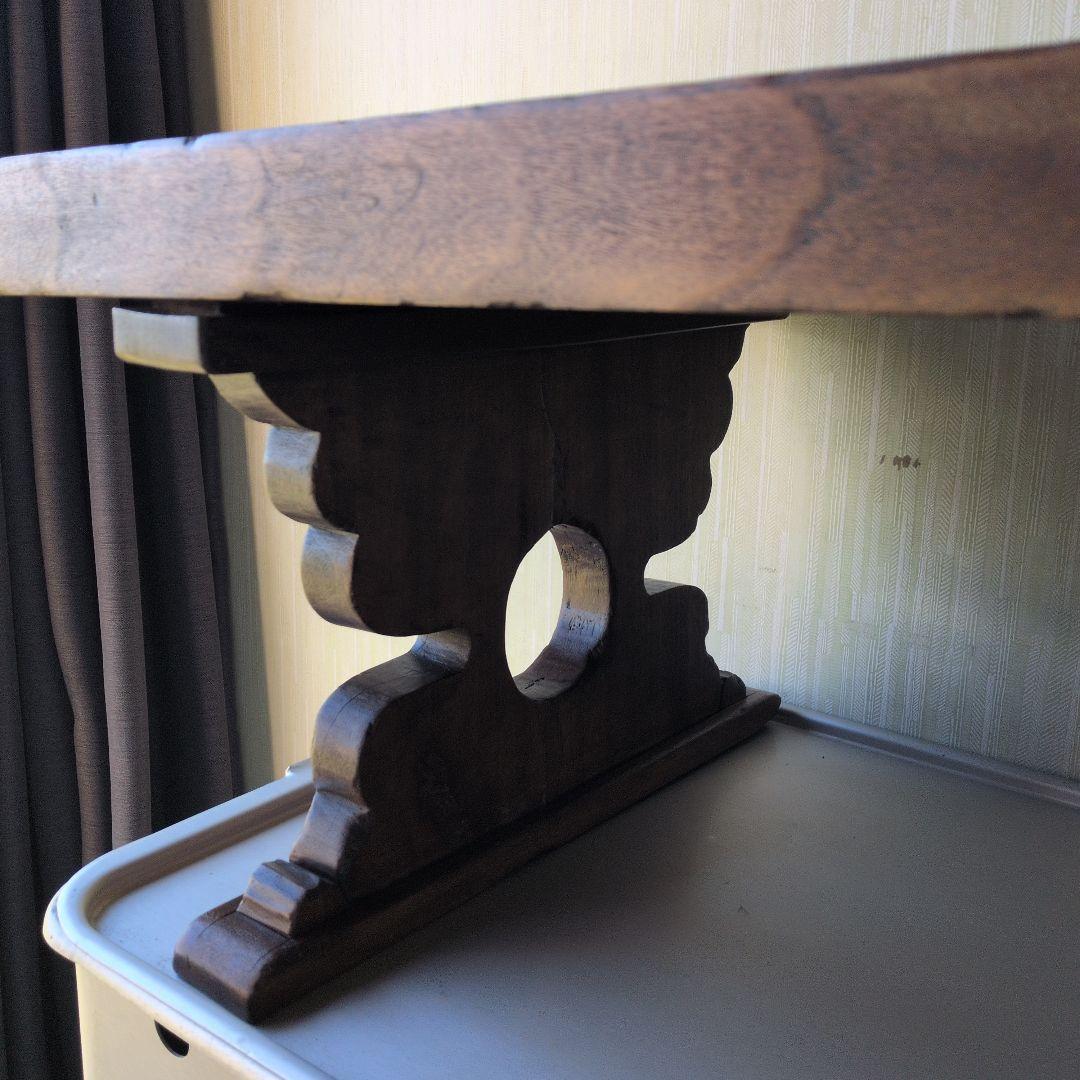 ブロカント古道具アンティーク重厚な経机 天板厚　5センチ　ローテーブル