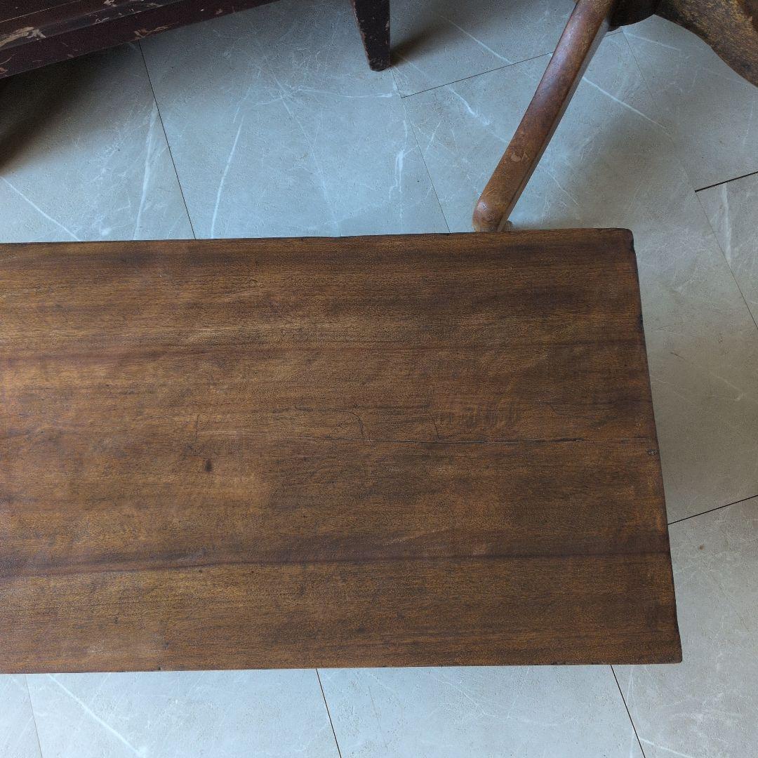 ブロカント古道具アンティーク重厚な経机 天板厚　5センチ　ローテーブル