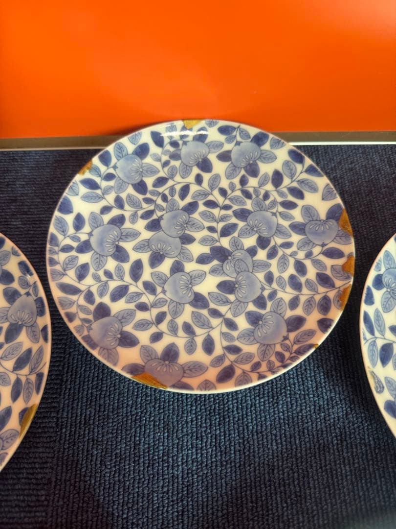 1813 八代　明治　今泉今右衛門　染付橘模様　平皿　5客　時代物