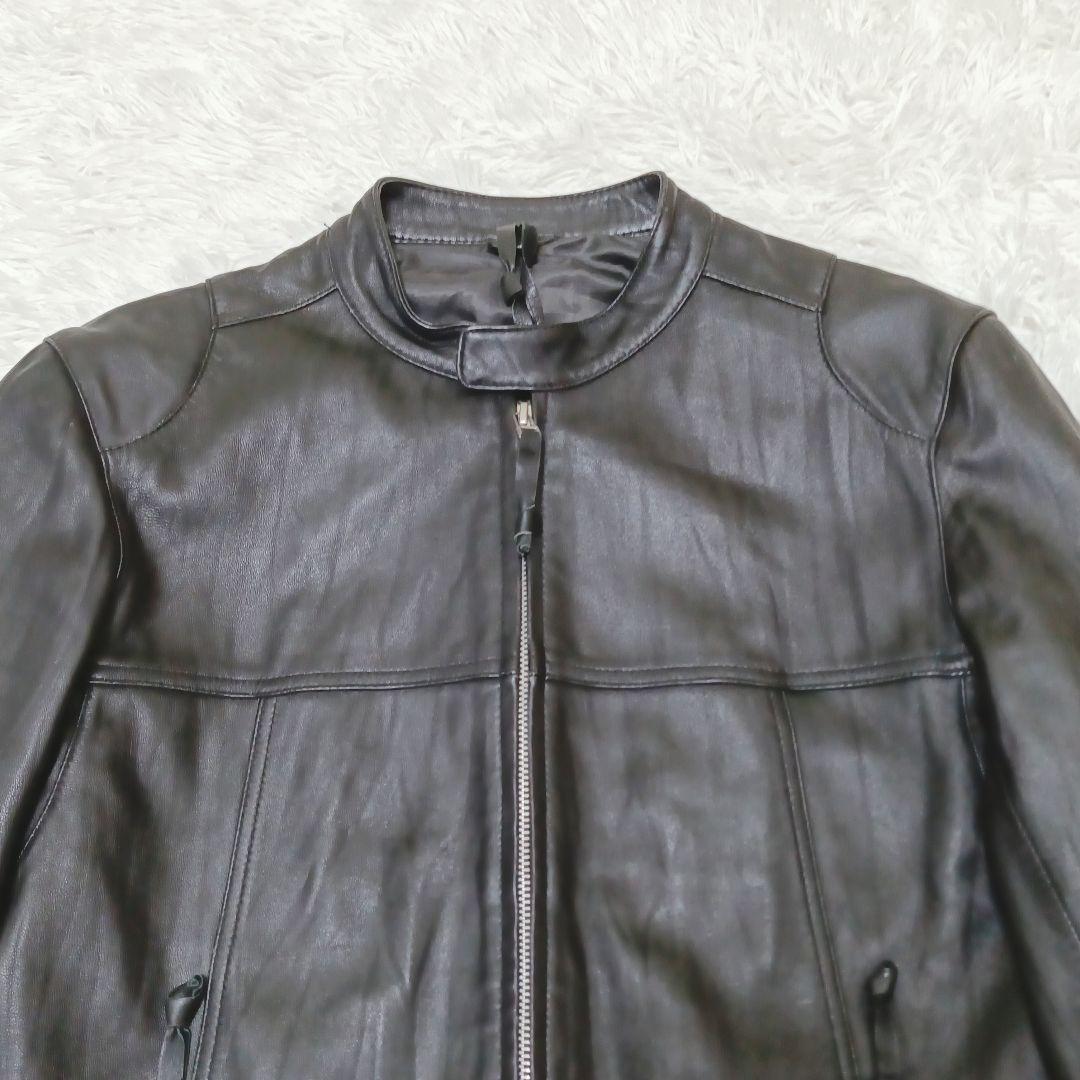 完売品✨オールドユニクロ レザー シングルライダース シワ加工 大きいサイズ 黒