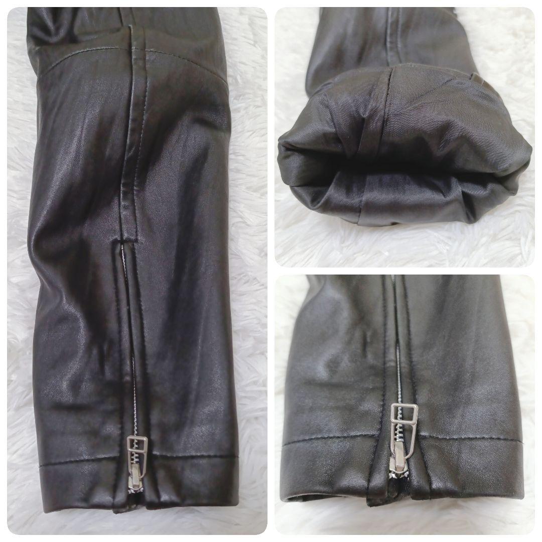 完売品✨オールドユニクロ レザー シングルライダース シワ加工 大きいサイズ 黒