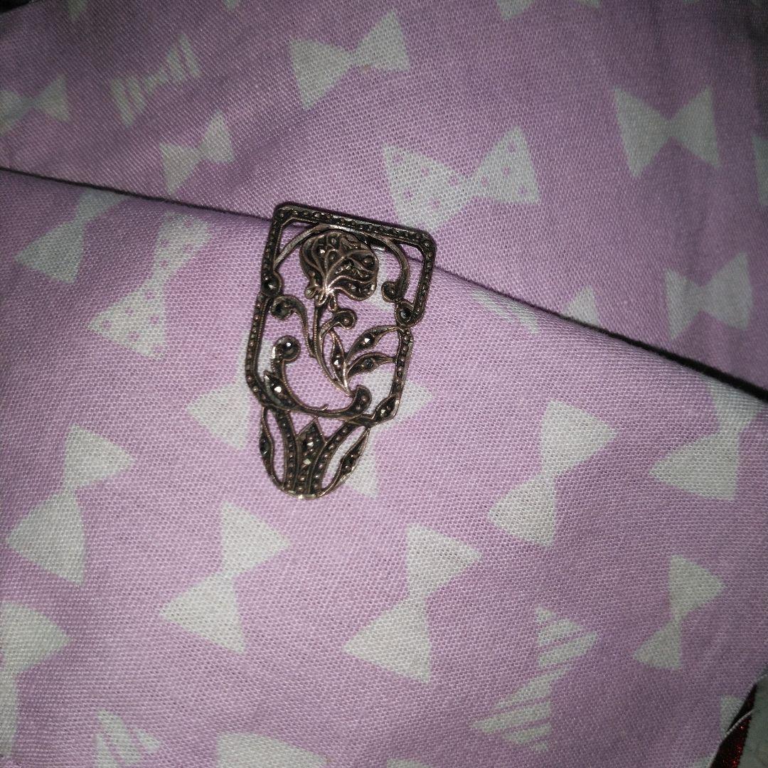 バラ　薔薇　ローズ　デザイン　クリップ　ヴィンテージ　シルバー　銀　マーカサイト