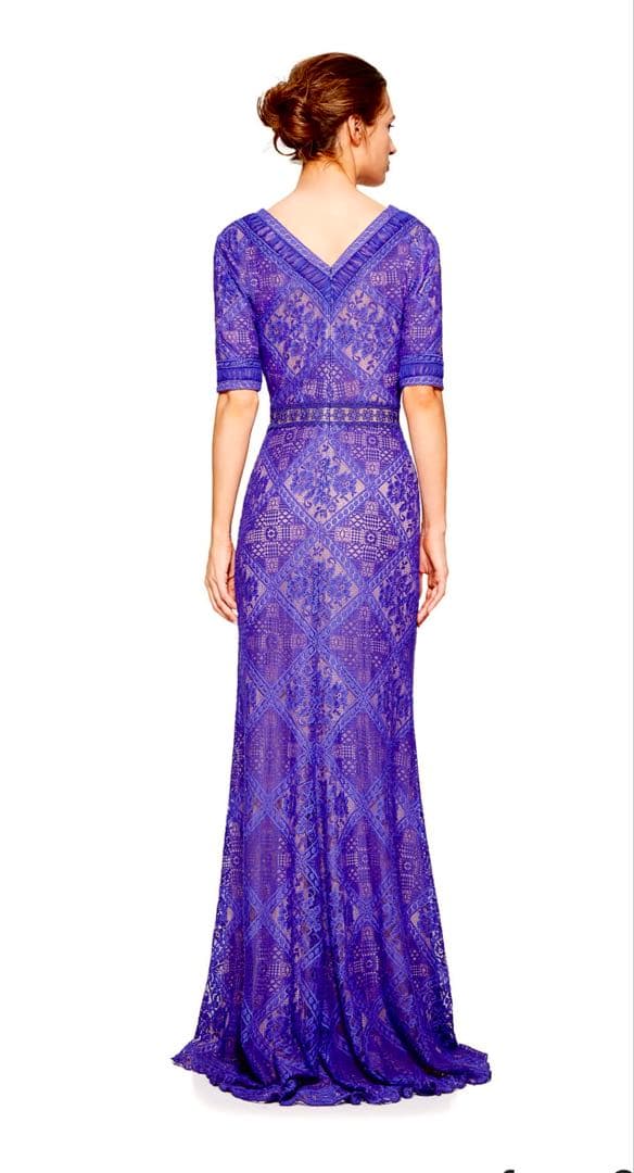 ※てんとう虫【TADASHI SHOJI】紫　レース　ロングドレス