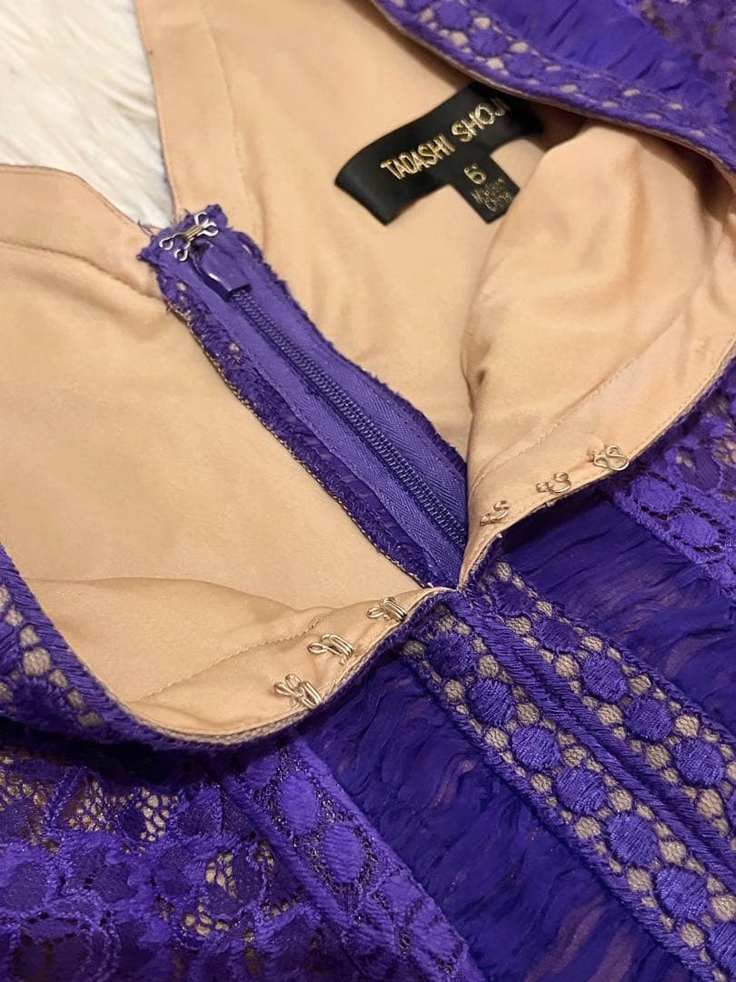 ※てんとう虫【TADASHI SHOJI】紫　レース　ロングドレス