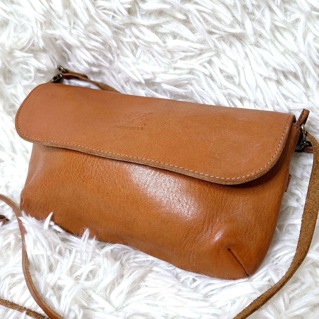 IL BISONTE イルビゾンテ レザー ショルダーウォレット キャメル 本革