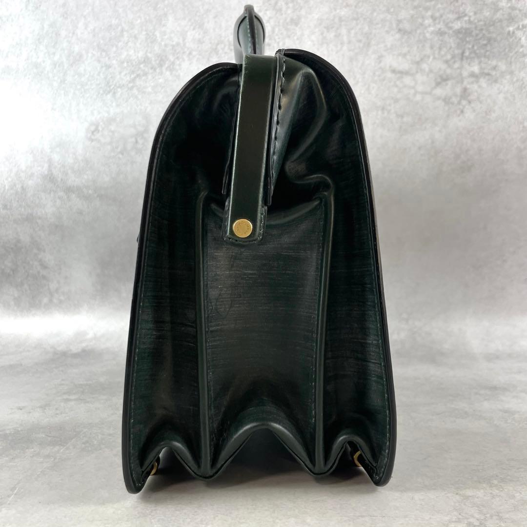 極美品✨ ココマイスター ミニダレスバッグ ブライドルレザー チャーム グリーン