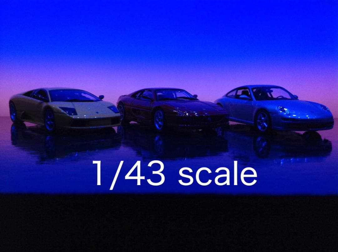 朝→昼→夕→夜　光センサー自動点灯付き ジオラマ ショーケース ミニカー 模型