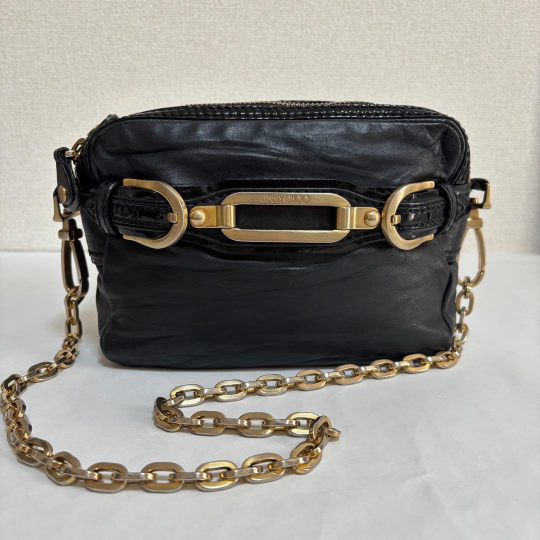 ジミーチュウ　JIMMY CHOO黒 レザー クロスボディバッグ
