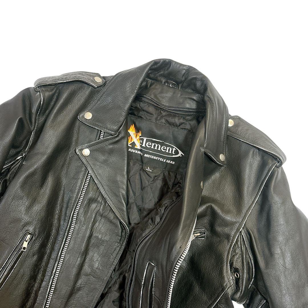 古着　美品　スカル　xelement ダブル　ライダースジャケット　L