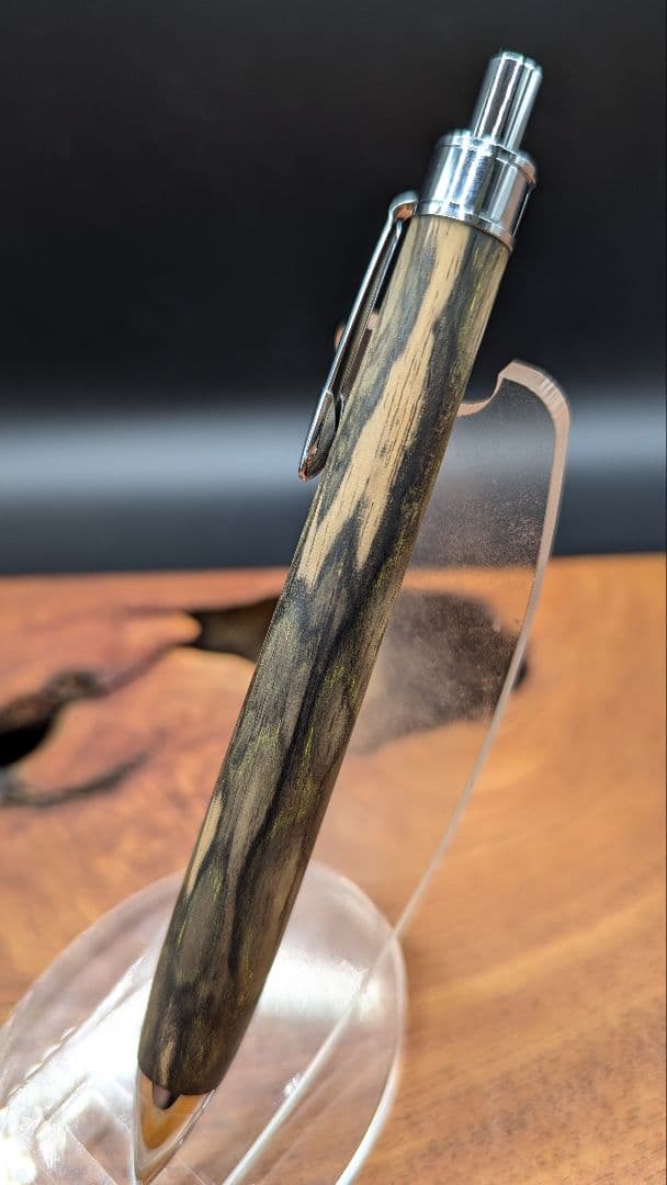 570極上　黒柿　孔雀杢　木軸シャーペン　ボールペン