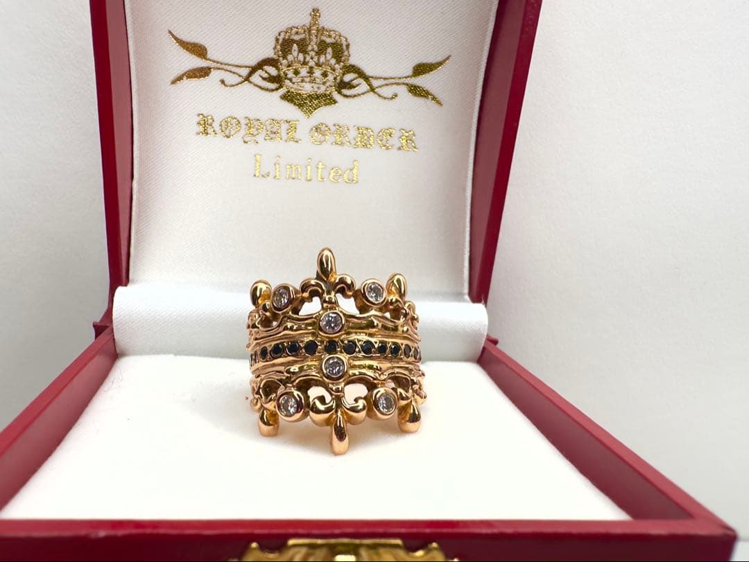 s*u様 ロイヤルオーダー　ダブルティアラ リング18k PG ダイヤ＋ブラック