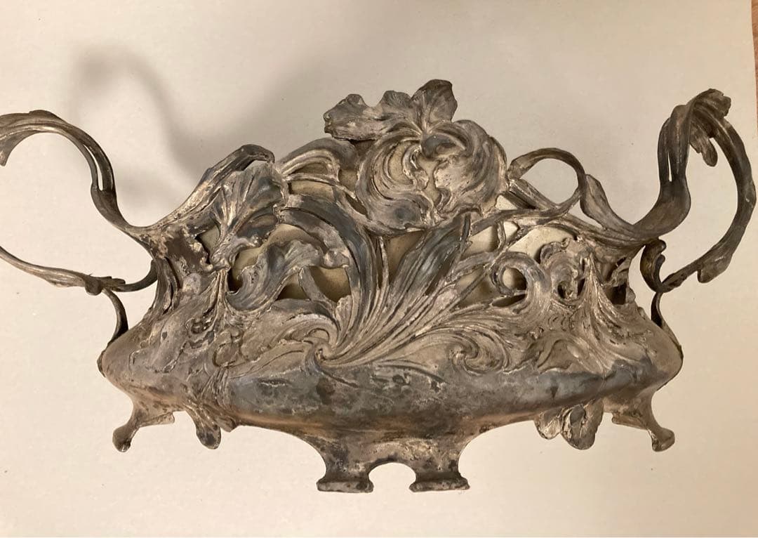 アールヌーボー　ピューター　ジャルディニエール