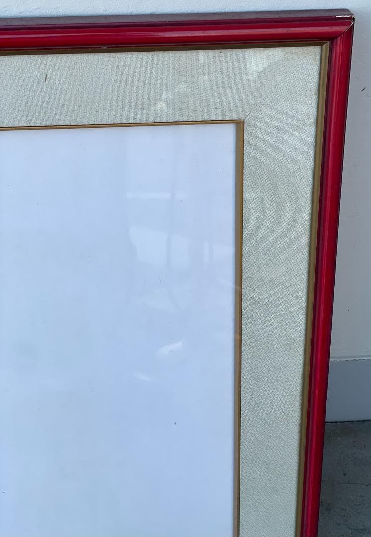 大型 額縁 フレーム 赤 レッド ゴールド マット付 和洋兼用 高級 中古
