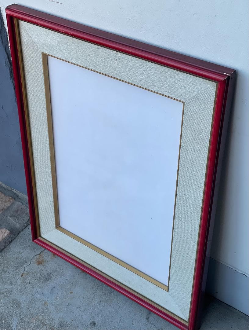 大型 額縁 フレーム 赤 レッド ゴールド マット付 和洋兼用 高級 中古