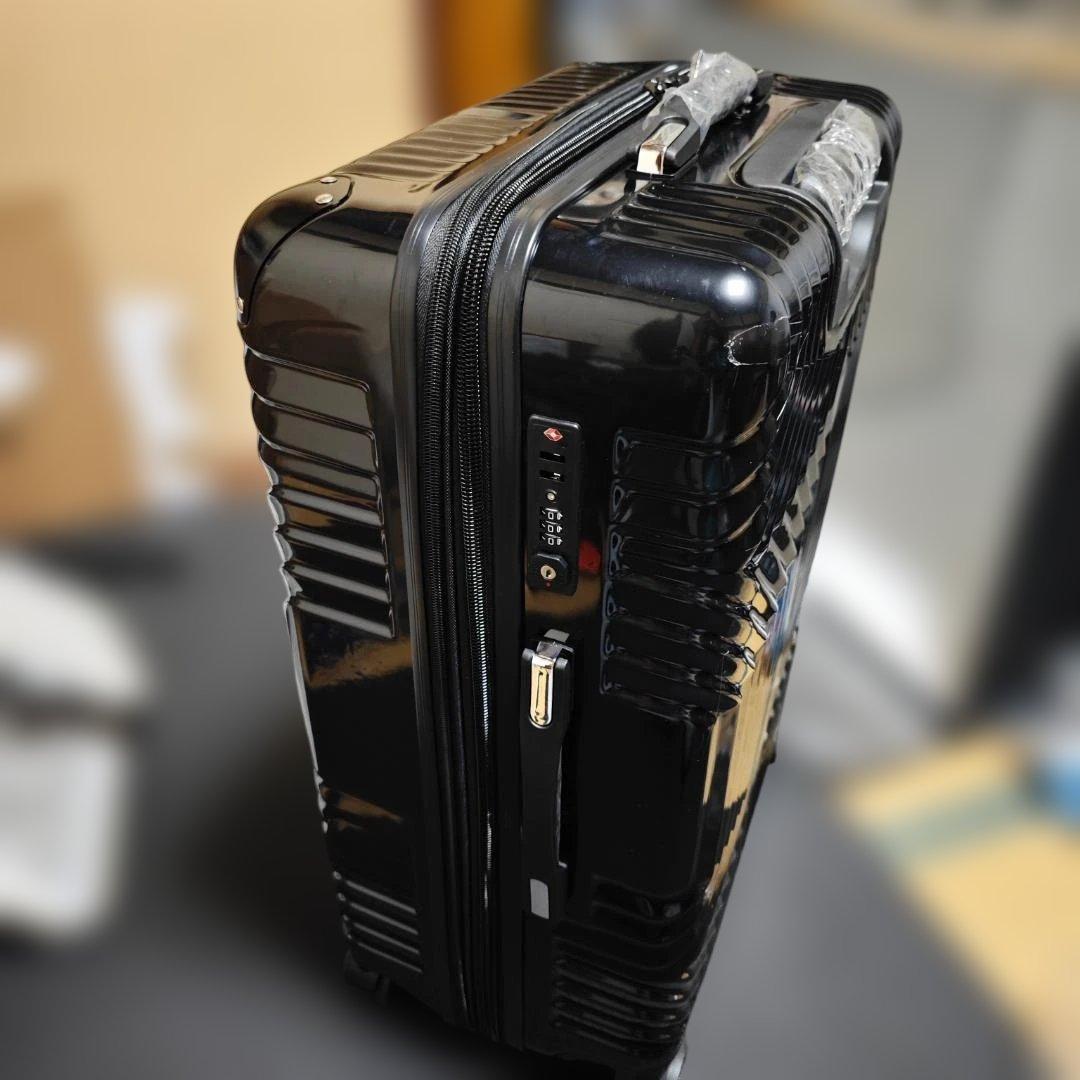 新品 スーツケース 2点セットブラック 拡張機能付き TSAロック搭載