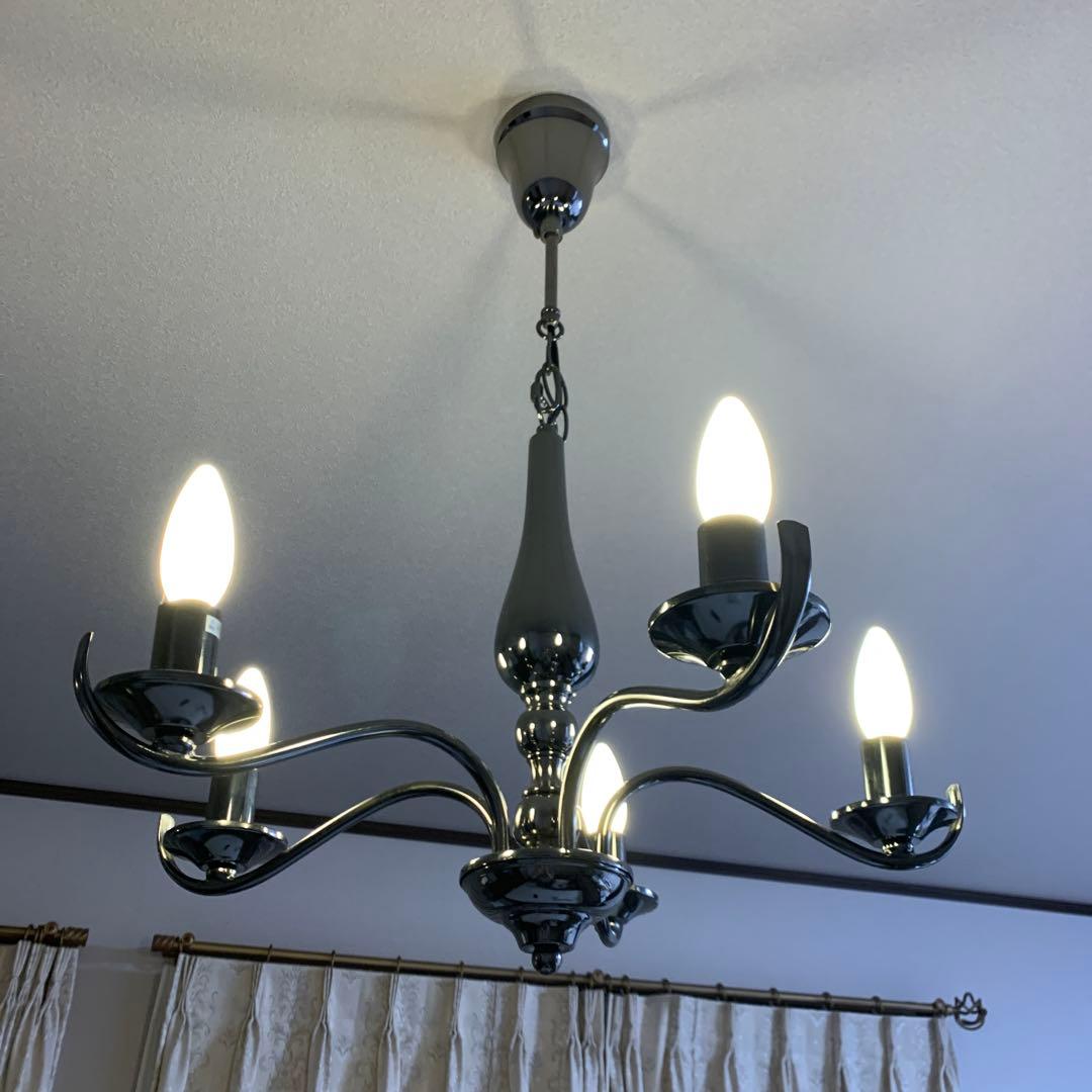 クロム仕上げシャンデリア 5灯 LED対応