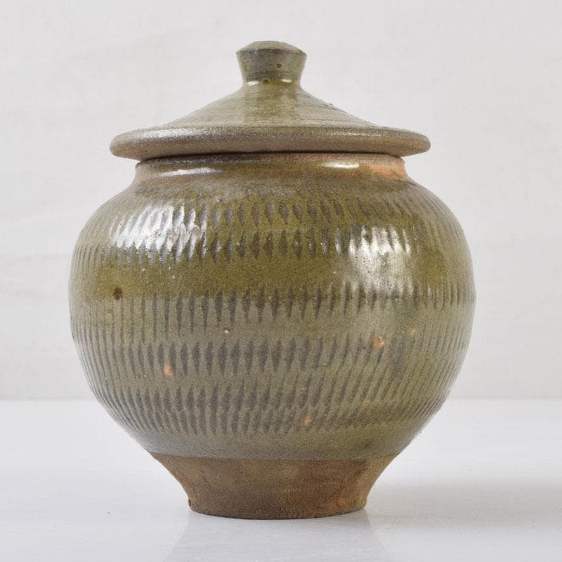 タイ古陶磁　スンコロク　宋胡録　青磁　蓋壷　C　9088