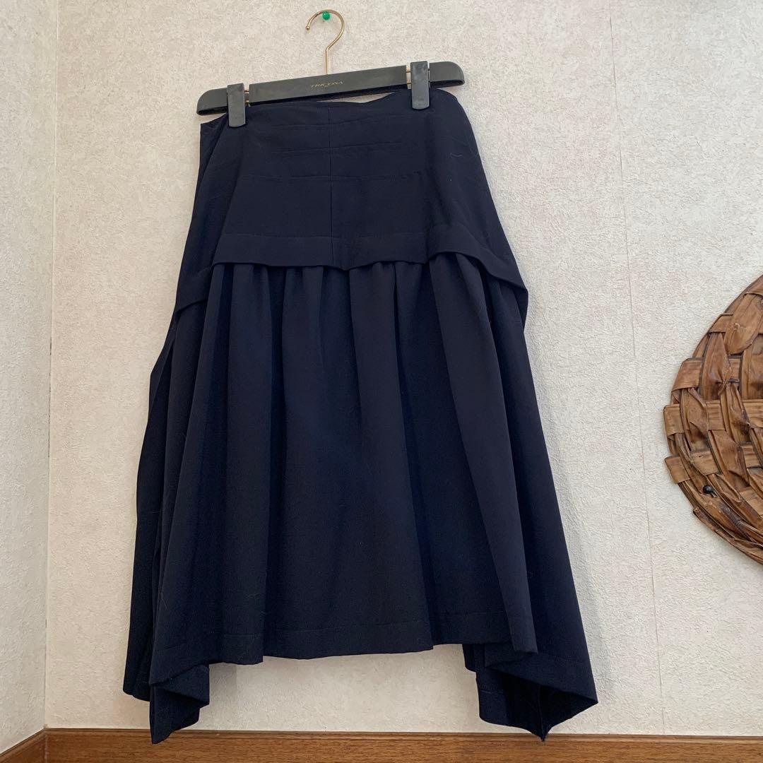 コムデギャルソン　トリコ　変形プリーツスカート／ブラック/wool