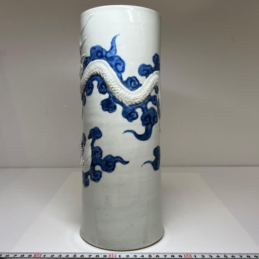 江戸時代　平戸焼　龍浮彫花瓶　高さ約33㎝　本Y7-0702⭐︎1Fトコエサ