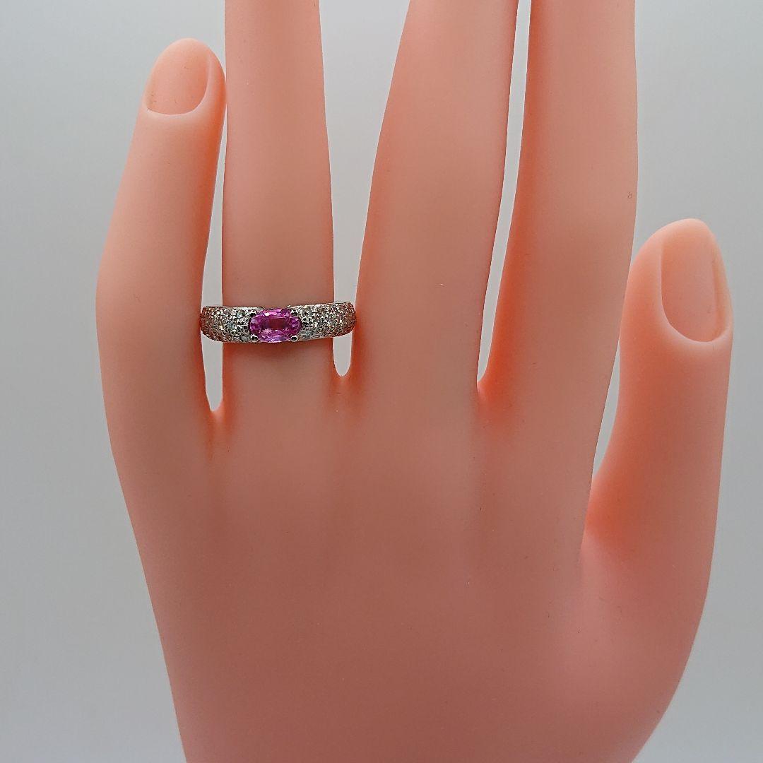 佐藤京子様天然ピンクサファイア 天然ダイヤモンドリングプラチナ900パヴェリング