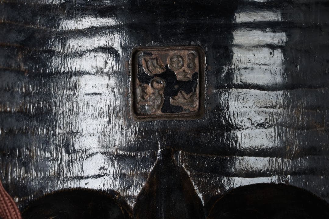 初代 野川陽山 時代能面 木彫 翁 姥 一対 箱付 在銘 小尉面 古美術 骨董品