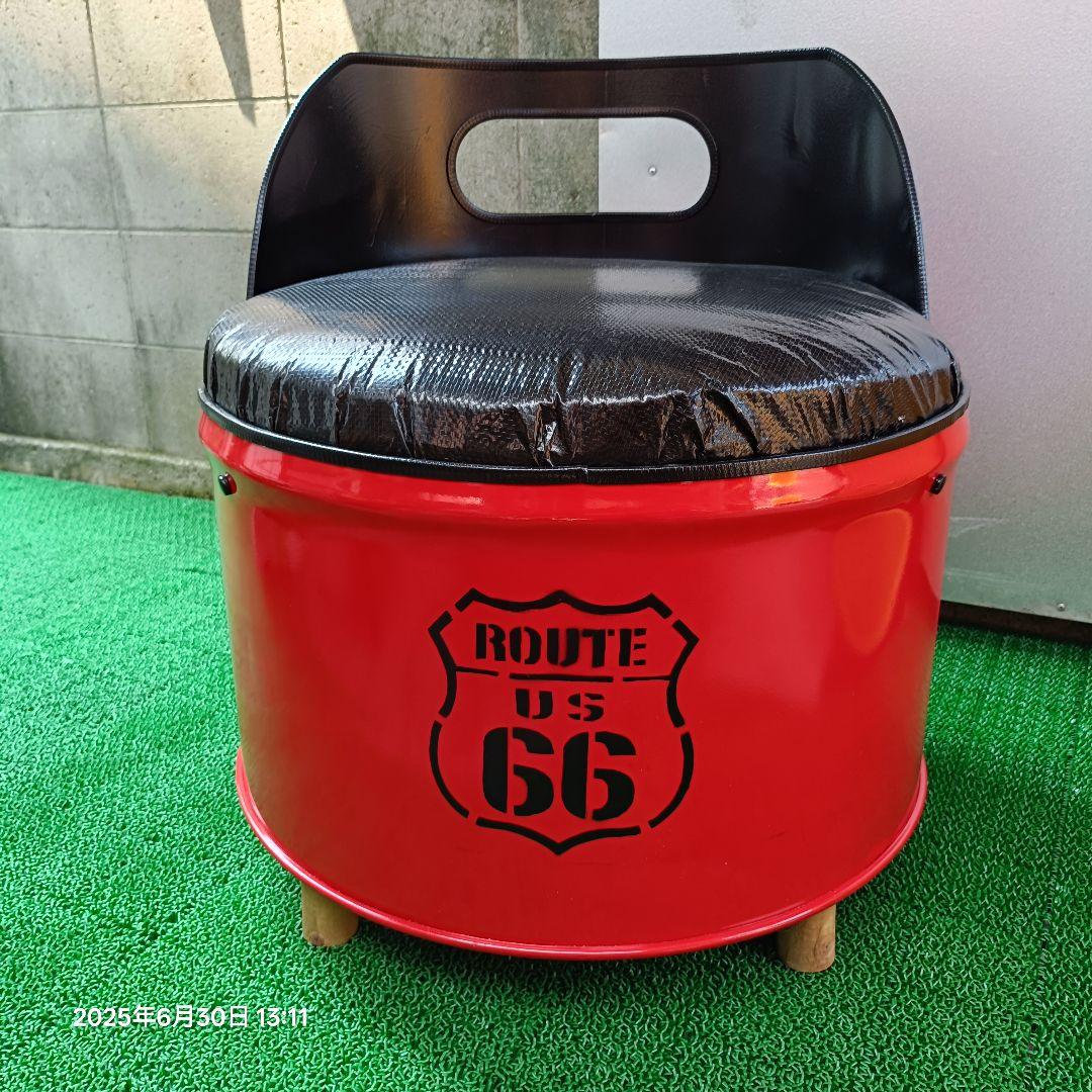 ドラム缶remakeアートチェア！レッドNo.2