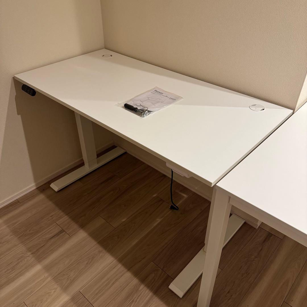 電動昇降デスク 120×60cm 障害感知 メモリー 静音 ホワイト Sunon