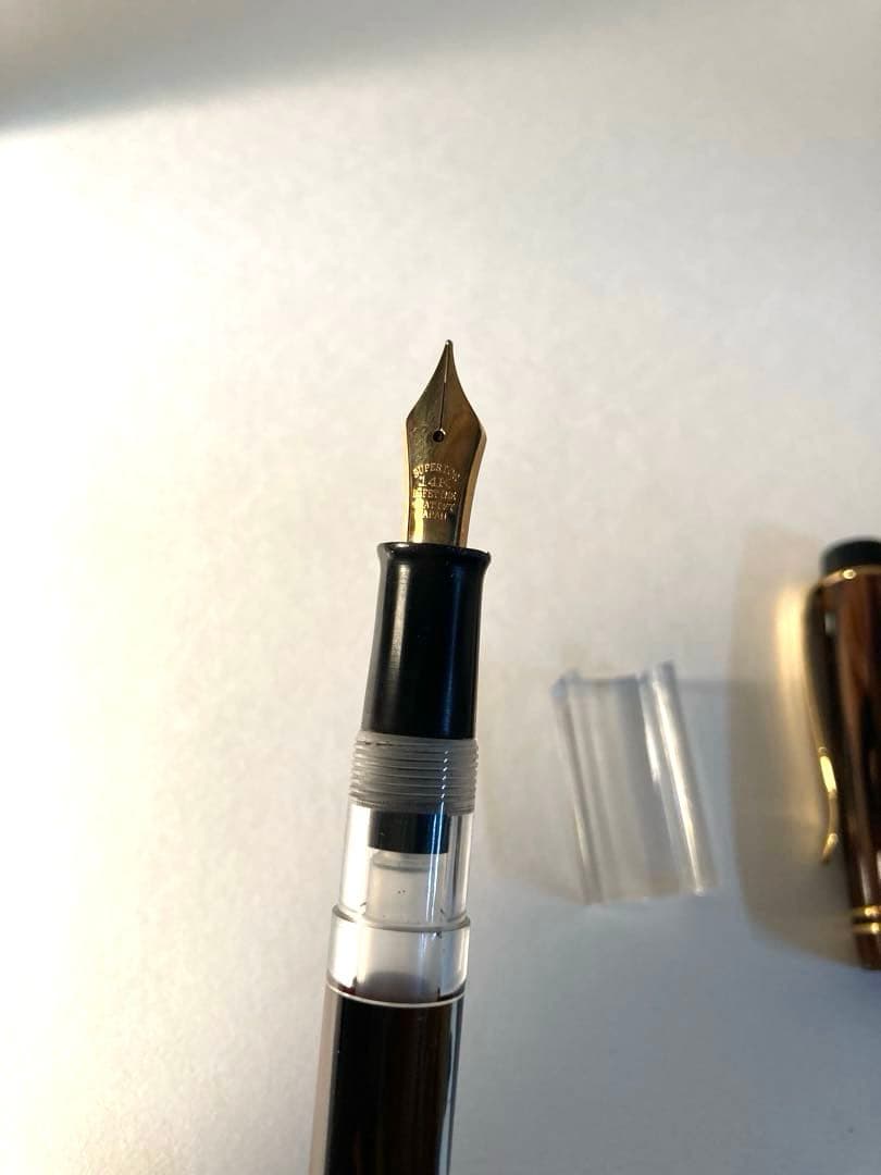 加藤製作所　セルロイド万年筆 ブラウン　茶柳　16000FP-MBR 中字