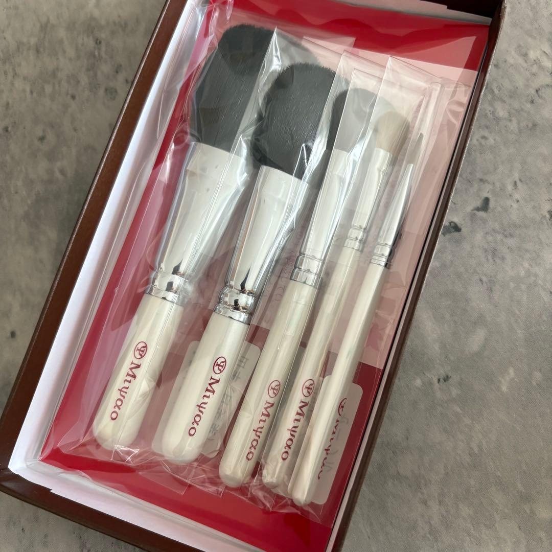 Miyao 熊野化粧筆 メイクブラシ・ホワイトパール5点セット