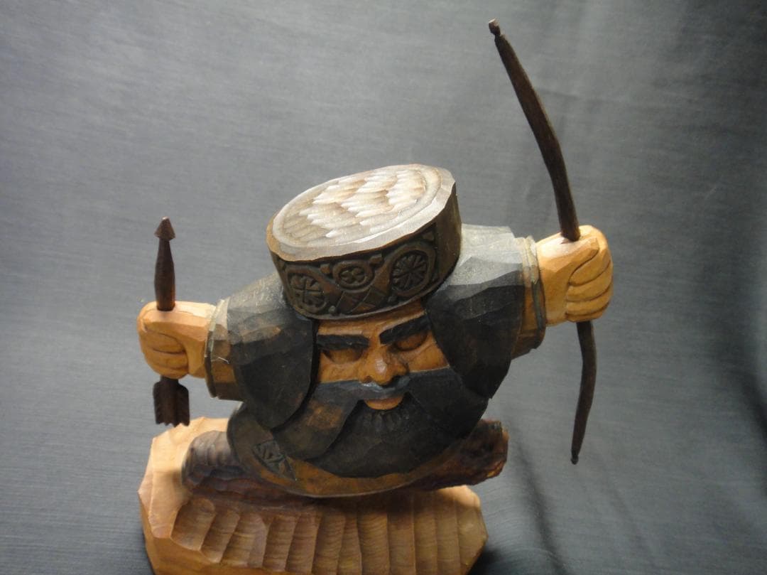 川上 哲 （さとる）作　アイヌ コロポックル 木彫り 彫刻　藤戸竹喜 に師事