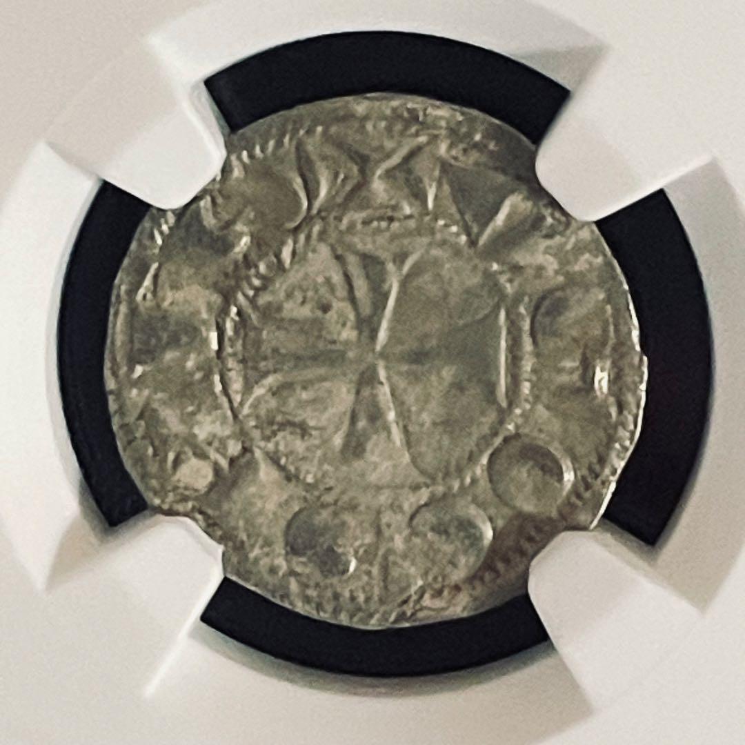 フランスアンティーク ラ・マルシュ伯領 デニール銀貨 中世鋳造 希少