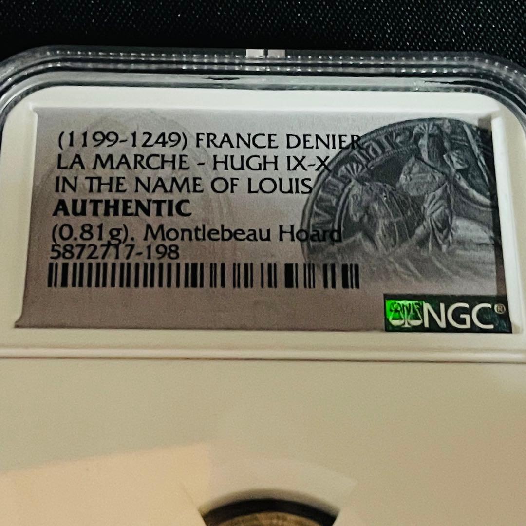 フランスアンティーク ラ・マルシュ伯領 デニール銀貨 中世鋳造 希少