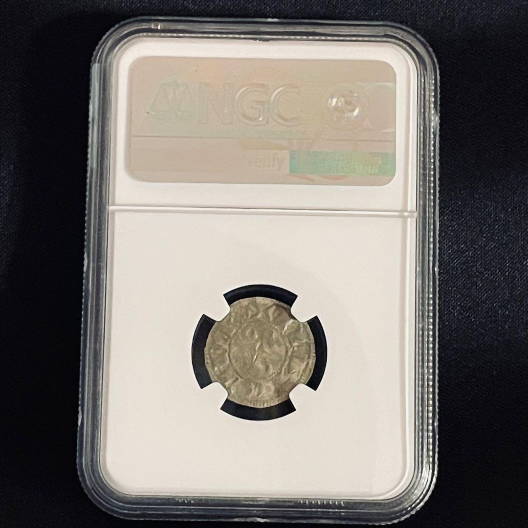 フランスアンティーク ラ・マルシュ伯領 デニール銀貨 中世鋳造 希少