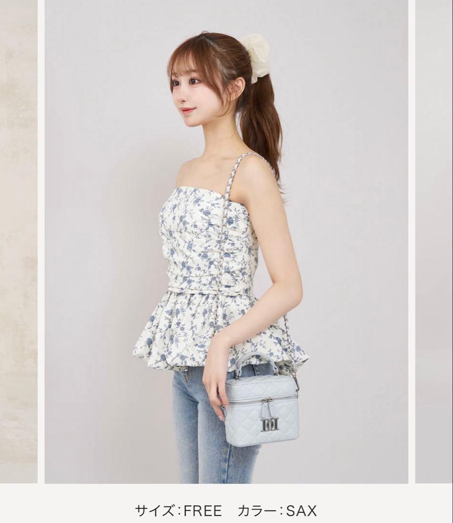 ダーリッチ シルバーパーツ キルティング スクエアミニバッグ サックス sax