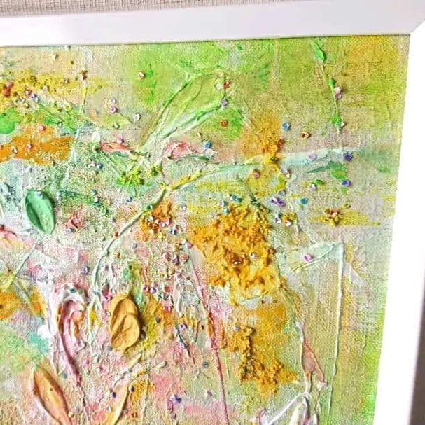 原画　息吹巡りて　F10号　インテリア　テクスチャーアート　森　自然　プレゼント