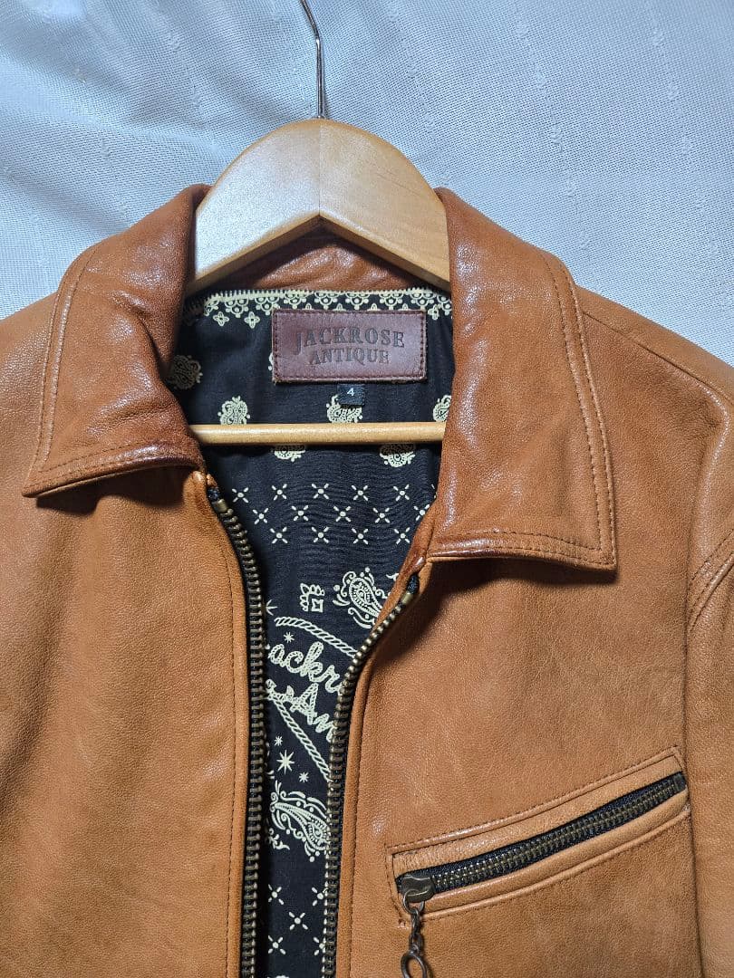 け　ジャックローズ　山羊革　茶色　シングルライダース