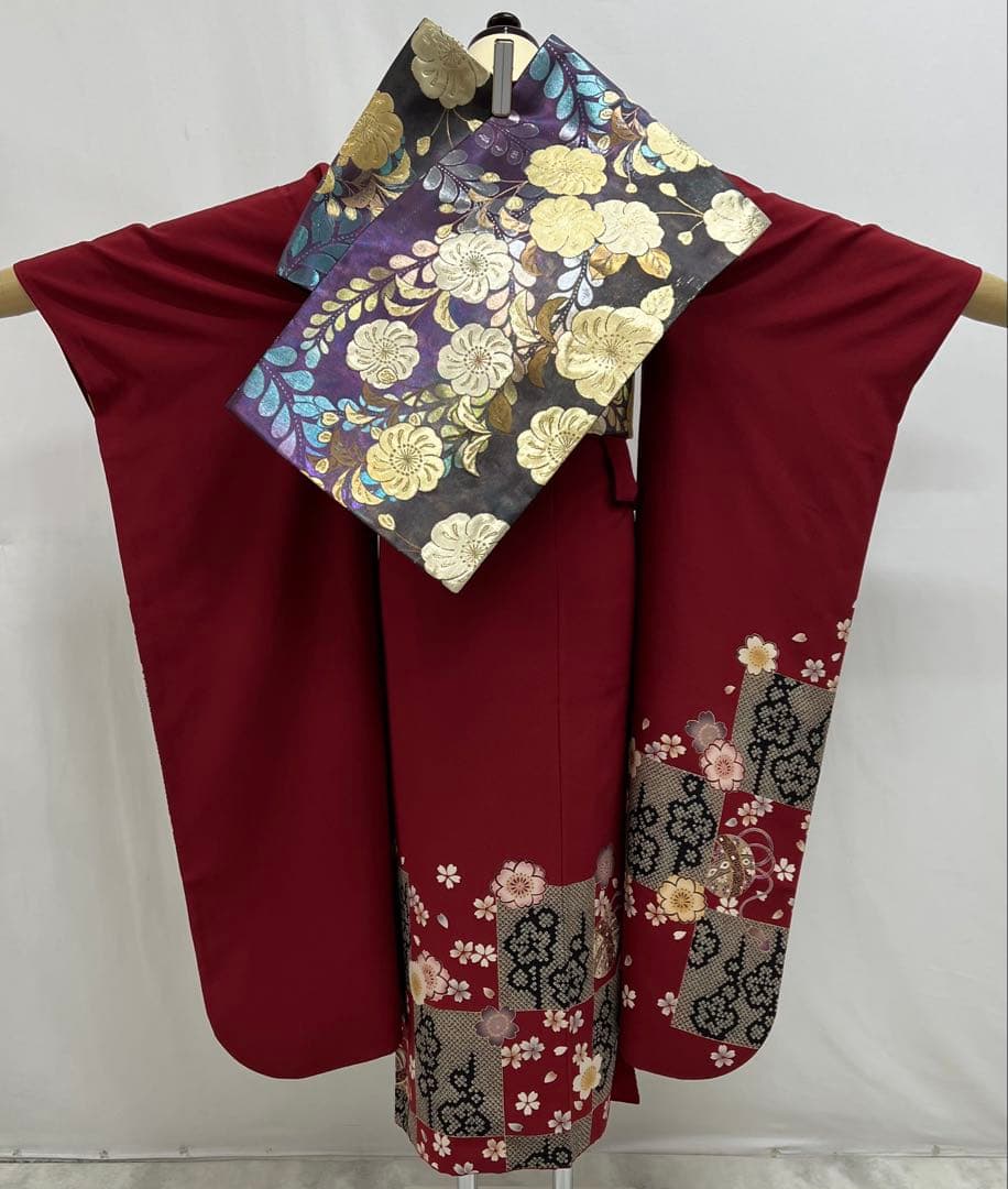 振り袖　フルセット　別誂長襦袢付　成人式　辻が花袋帯　金彩加工　刺繍入り　623