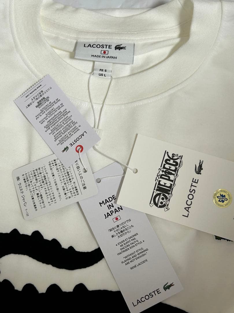 新品未使用 ワニロゴTシャツ白Lサイズ LACOSTE×ONE PIECE②