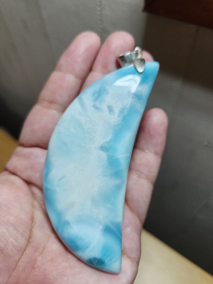 値下げ 特大 ラリマー 三日月 ペンダント