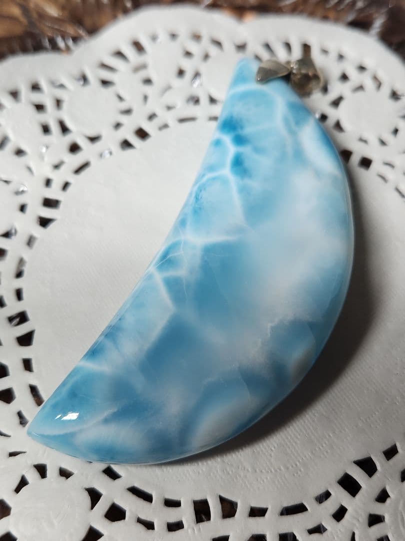 値下げ 特大 ラリマー 三日月 ペンダント