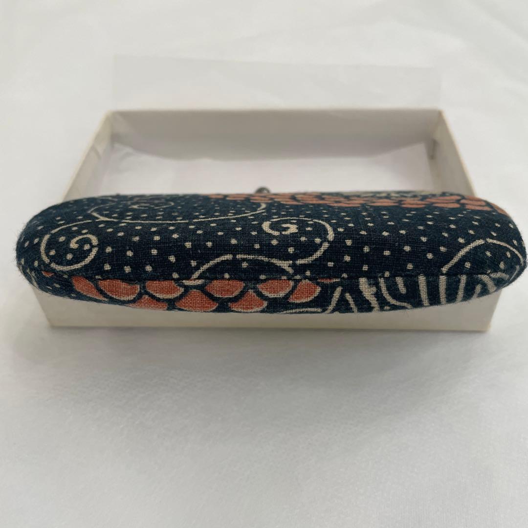 京都ちんぎれや　一点物　古布がま口財布 未使用品　藍色×朱色